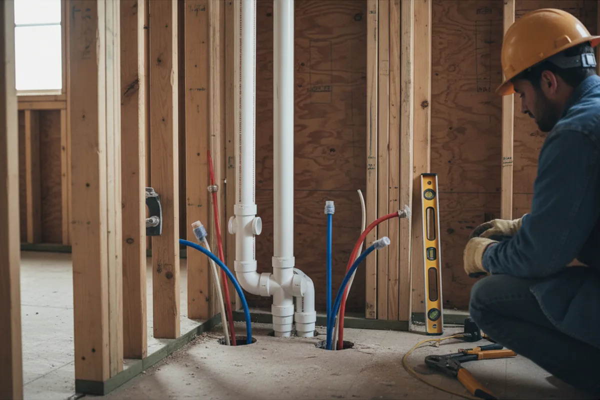 Drain and supply rough-in during Leak Detection in Preston
